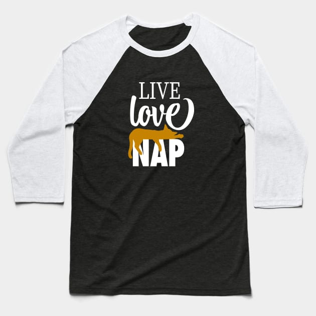 Live Love Nap Sleepy Orange Tabby Cat - Lazy Day Kitty Lover Baseball T-Shirt by cottoncanvas